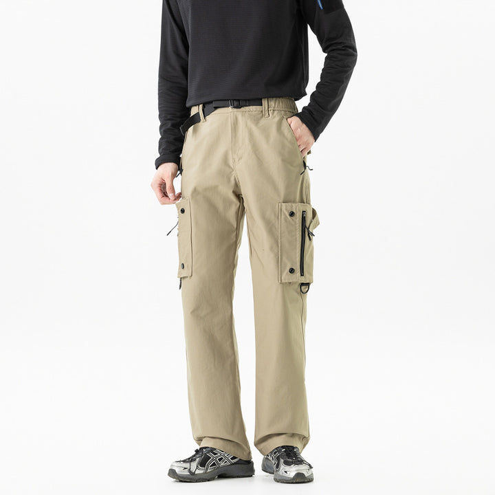 Herren Slim‑Tapered Cargo‑Hose mit Zipper‑Taschen, D‑Ring und Komfortbund Drune