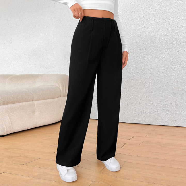 Damen Hochtaillierte weite Stoffhose Drune