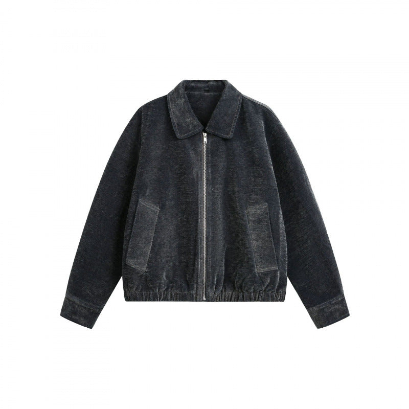 Herren Kurzjacke aus Teddy‑Fleece mit Hemdkragen, Reißverschluss und elastischem Saum Drune