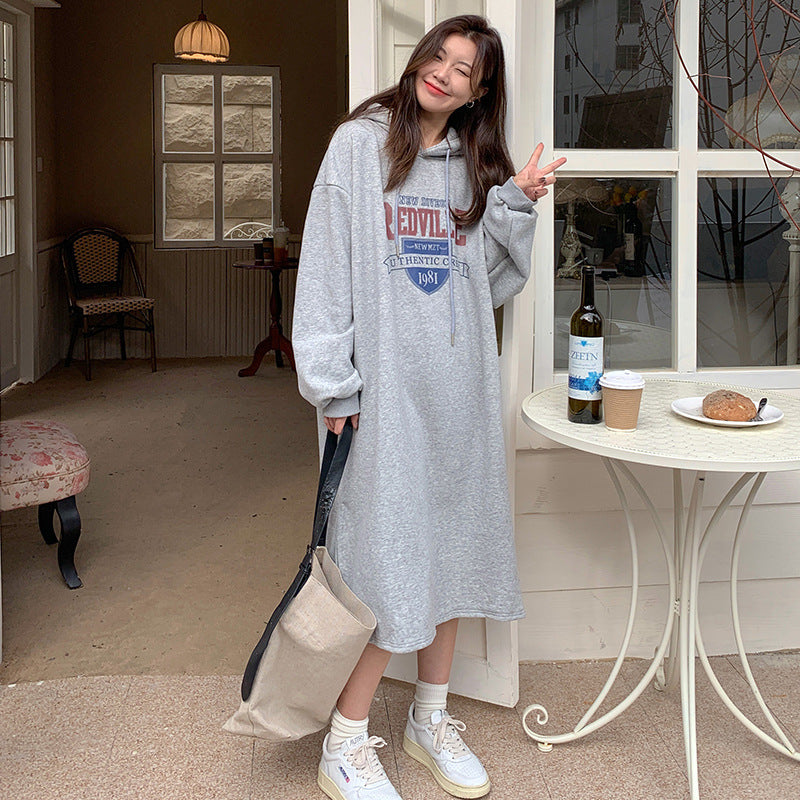 Damen Hoodie-Kleid mit lässigem Schnitt und stylischem Grafikdruck Drune
