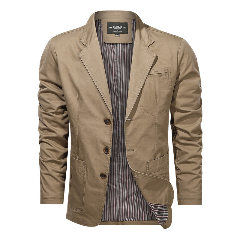 Herren nan leichtes Baumwollblazer Sakko mit gestreiftem Innenfutter Drune