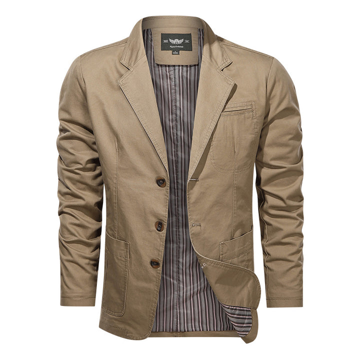Herren nan leichtes Baumwollblazer Sakko mit gestreiftem Innenfutter Drune