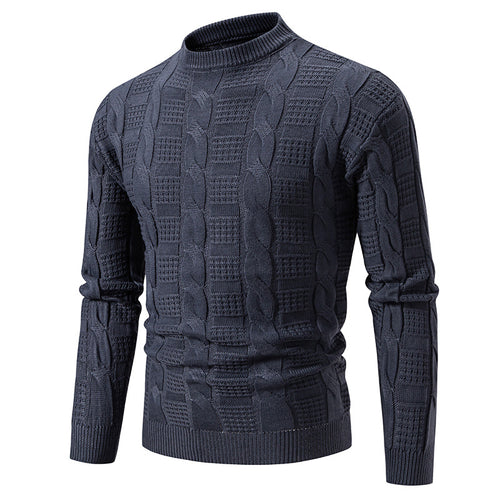 Herren Hochwertiger Grobstrickpullover mit Stehkragen und dekorativem Muster Drune