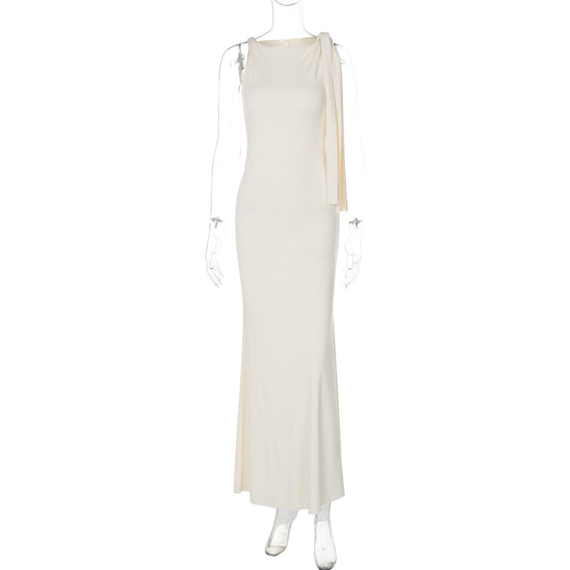 Damen Elegantes Maxikleid mit asymmetrischen Trägerdetails Drune