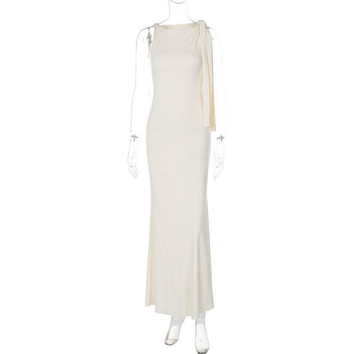 Damen Elegantes Maxikleid mit asymmetrischen Trägerdetails Drune