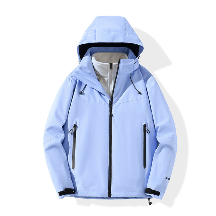 Herren Softshell-Hybridjacke mit Kapuze, getapten Reißverschlüssen und verstellbarem Saum Drune