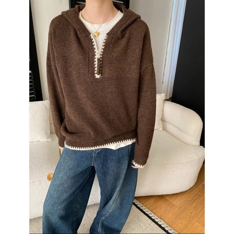 Damen kuscheliger Hoodie mit Halbreißverschluss und bequemer Passform Drune