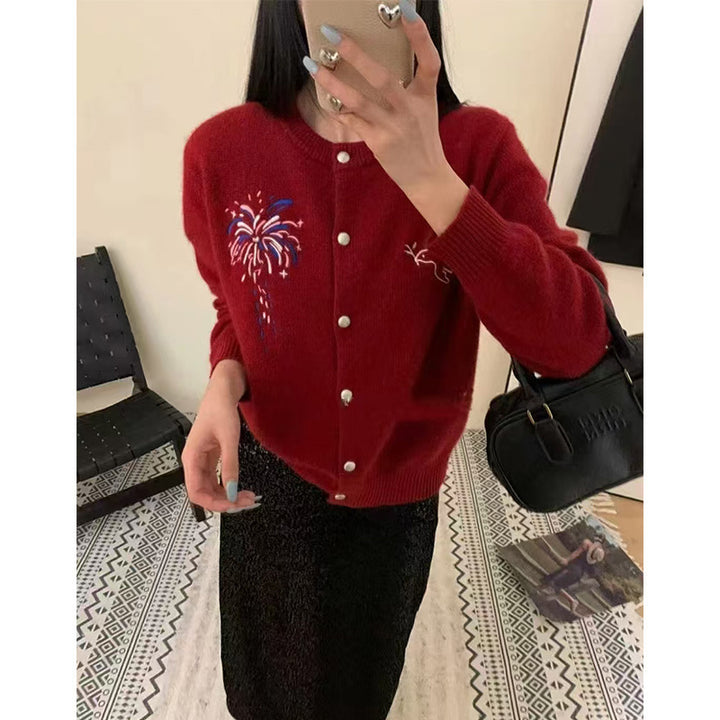 Damen Strickjacke mit kunstvollem Motiv Drune