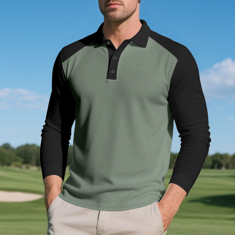 Herren nan langärmliges Raglan-Polo aus Funktionsjersey mit sportlicher Knopfleiste Drune