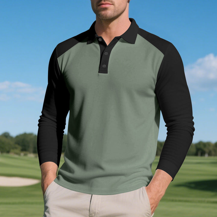 Herren nan langärmliges Raglan-Polo aus Funktionsjersey mit sportlicher Knopfleiste Drune
