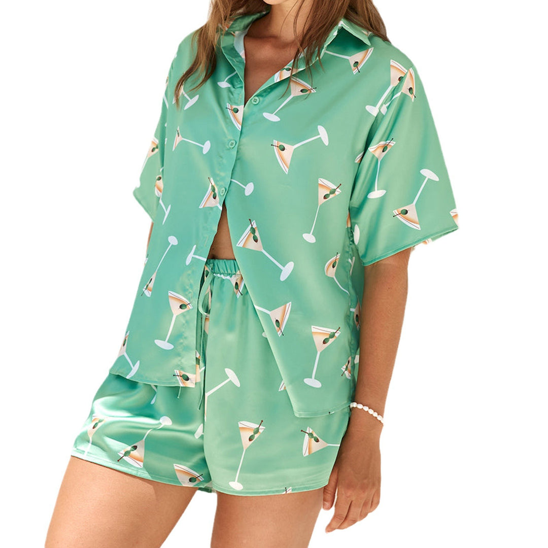 Damen Schlafanzug mit trendy Cocktail-Motiv Drune
