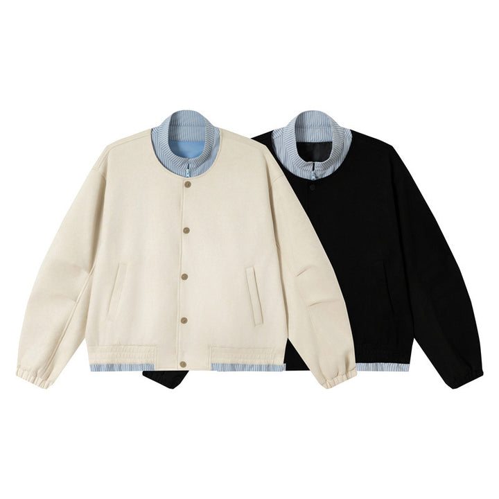 Unisex Kurz geschnittene Boxy-Blousonjacke aus Baumwollmix mit gesteppter Innenlage und Stehkragen Drune