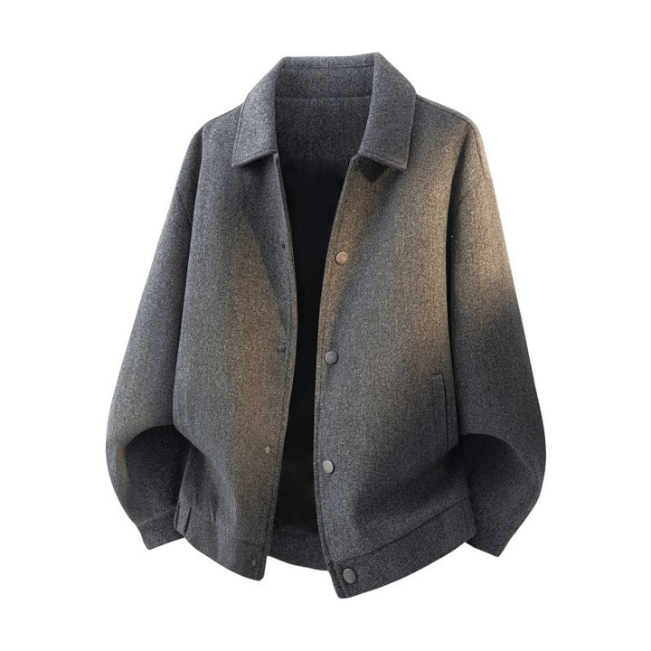 Herren Boxy Kurzjacke im College‑Stil mit Druckknopfleiste und geripptem Saum Drune