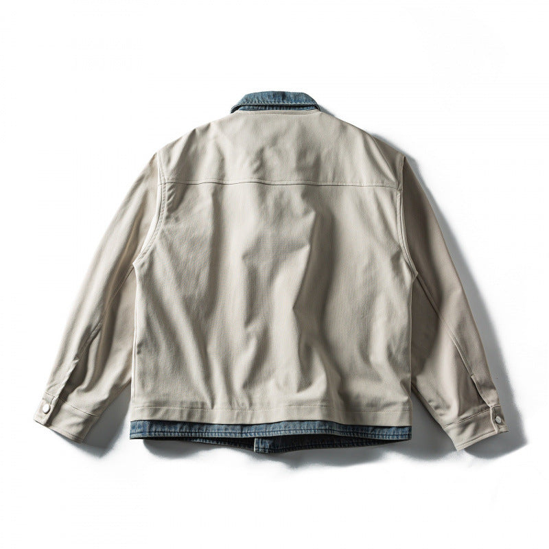 Herren Kurz geschnittene Layered‑Optik Blousonjacke mit Jeanskragen Drune