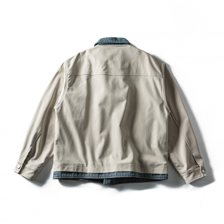 Herren Kurz geschnittene Layered‑Optik Blousonjacke mit Jeanskragen Drune