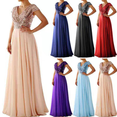 Damen Abendkleid mit funkelndem Oberteil Drune