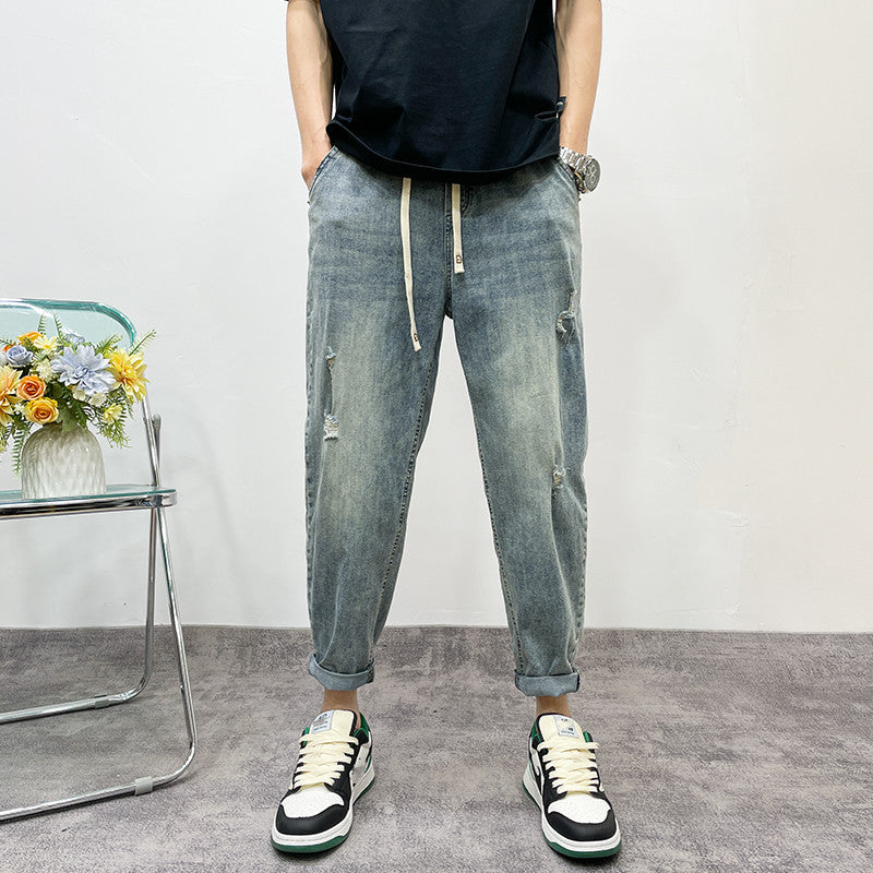 Herren Lässige Ripped Denim-Hose Drune