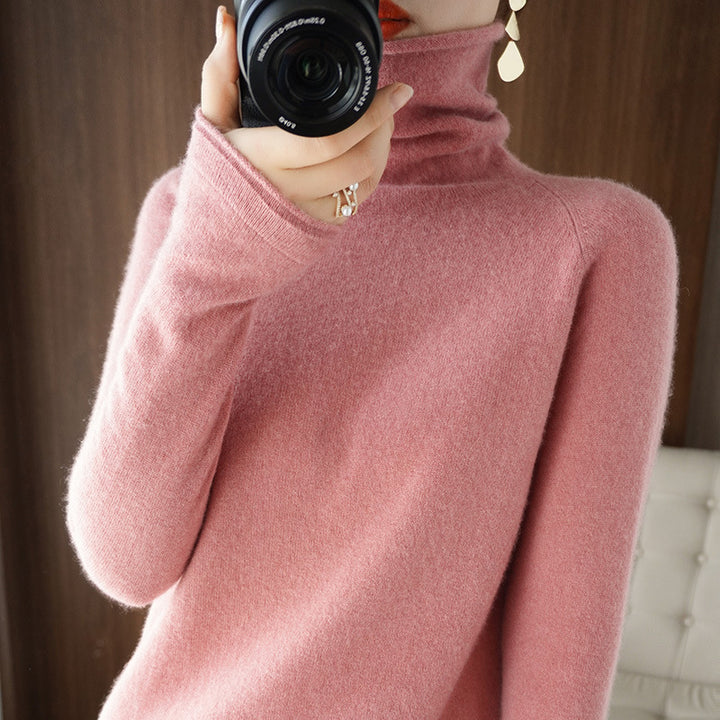 Damen Weicher Rollkragenpullover aus Kaschmir‑Look mit Daumenloch und figurbetonter Silhouette Drune