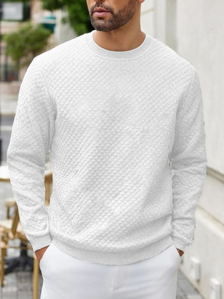 Herren gesteppter Sweatpullover mit Rautensteppung, geripptem Kragen und komfortablem Regular Fit Drune