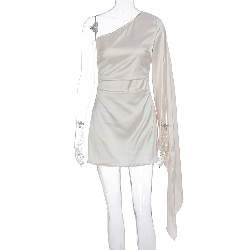 Damen Einseitig Schulterfreies Minikleid mit schickem Satin-Finish Drune