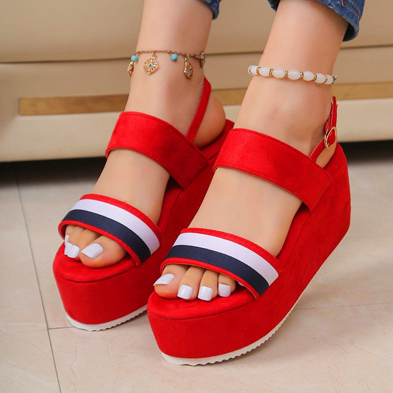 Damen Plattform-Sandalen mit modischem Riemchen-Design Drune
