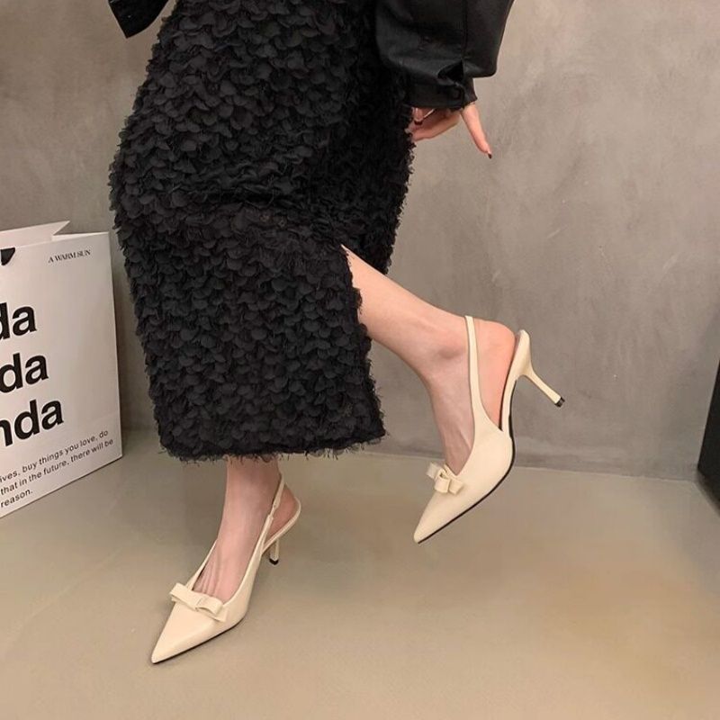Damen elegante Slingback-Pumps mit zarter Schleifenverzierung Drune