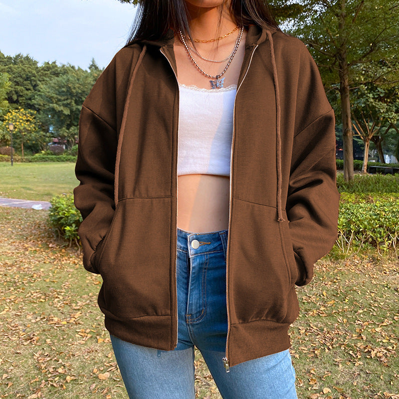 Damen lässige Kapuzenjacke mit großzügigen Taschen Drune
