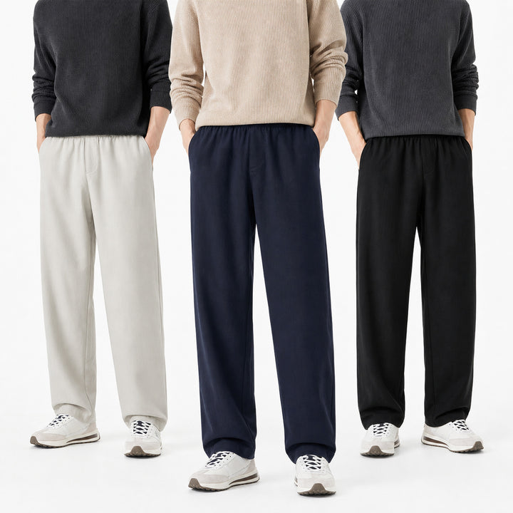 Herren Locker geschnittene Baumwoll-Mischhose mit elastischem Komfortbund Drune