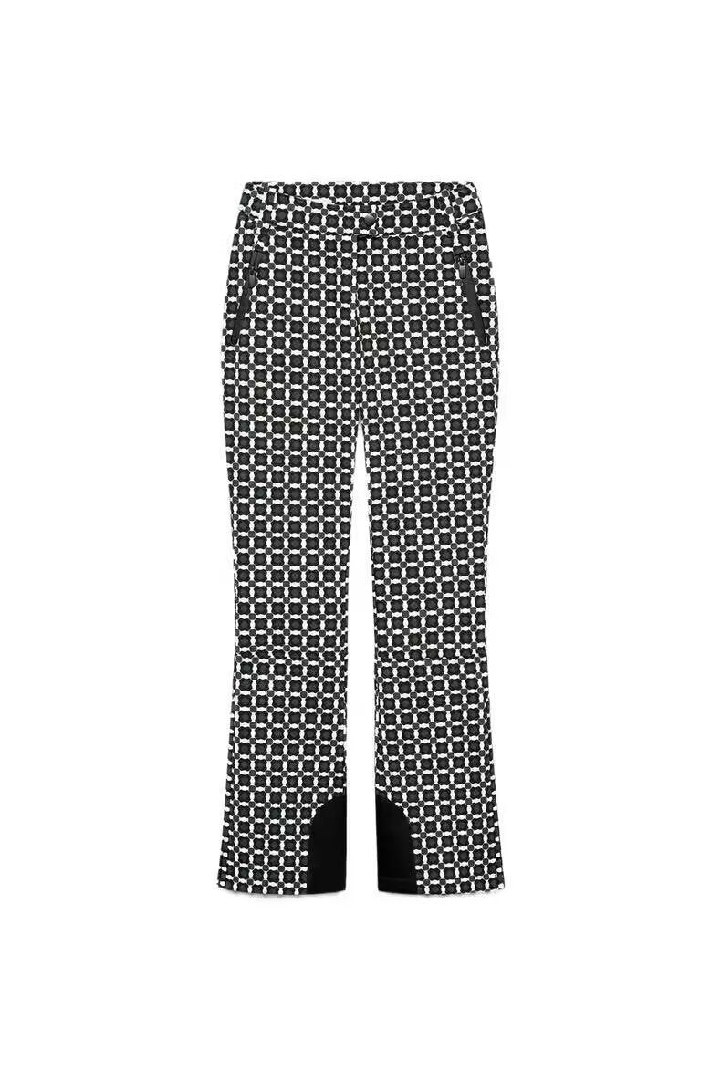 Damen Gemusterte Stretch-Joggpant mit ausgestelltem Schlag, elastischem Tunnelzugbund und Reißverschlusstaschen Drune
