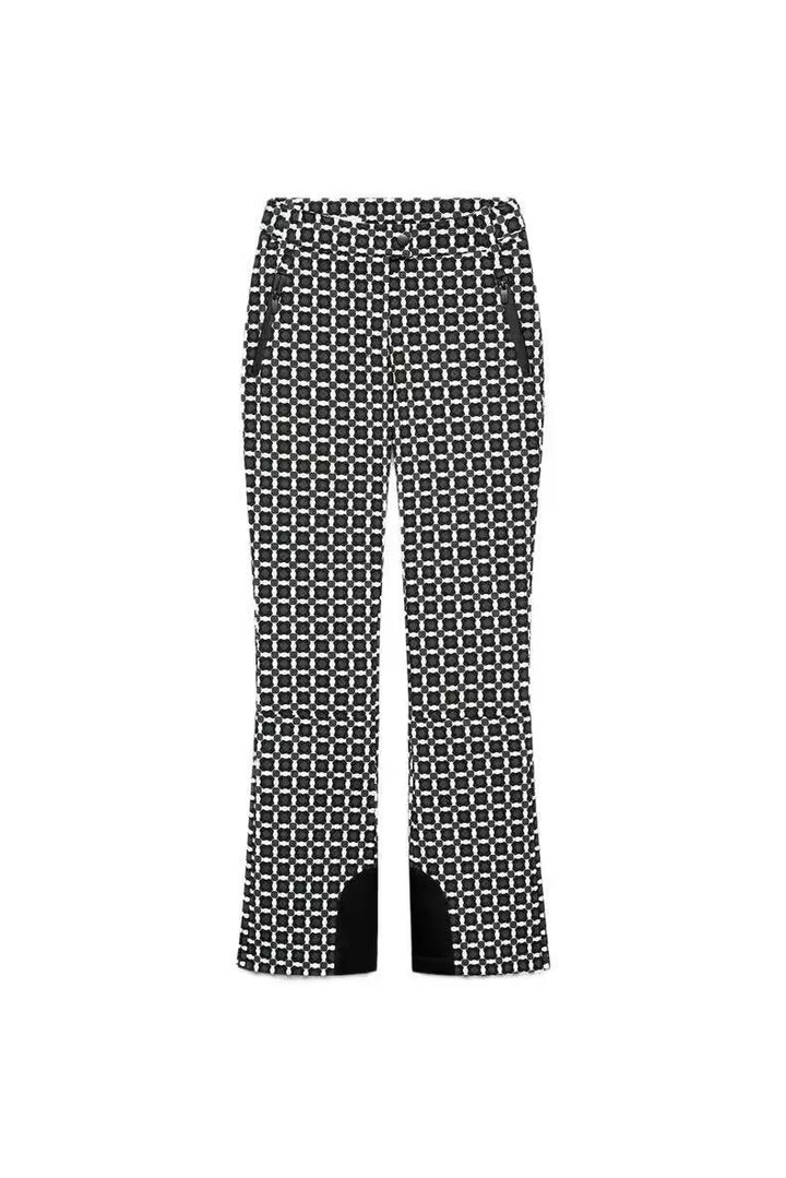 Damen Gemusterte Stretch-Joggpant mit ausgestelltem Schlag, elastischem Tunnelzugbund und Reißverschlusstaschen Drune
