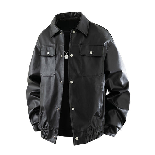 Herren Modische Lederjacke mit praktischen Pattentaschen