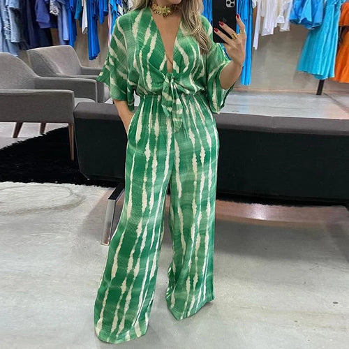 Damen Jumpsuit mit eleganten Kimono-Ärmeln und taillierbarem Bindegürtel Drune