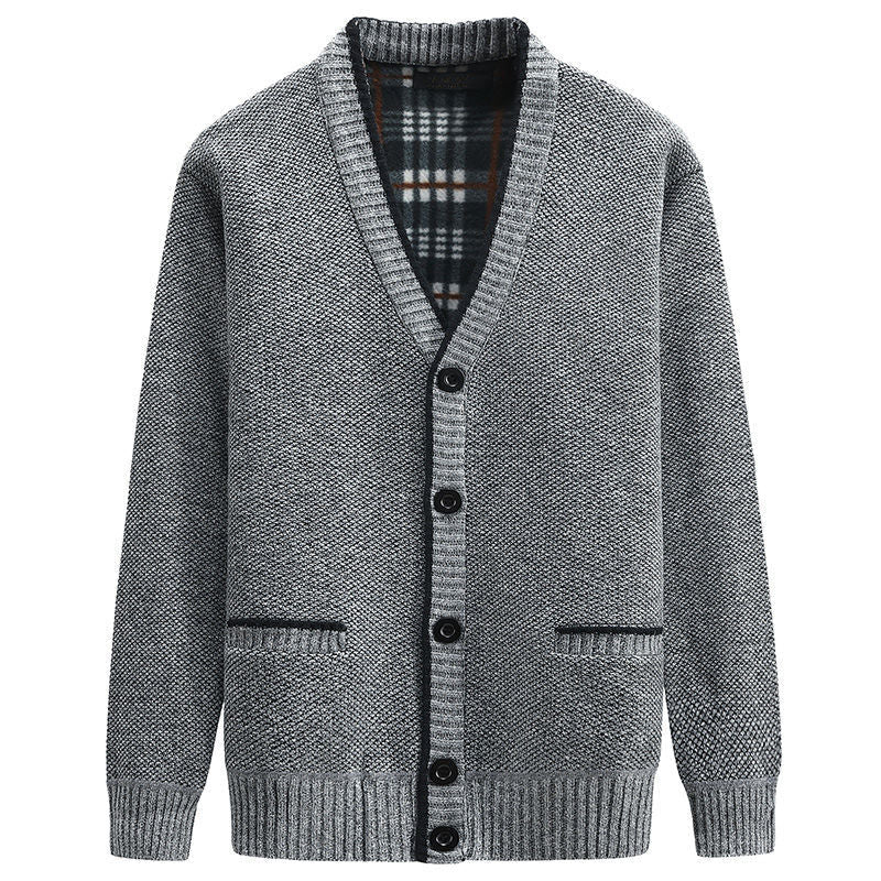 Herren Strickjacke mit kariertem Innenfutter und praktischen Taschen Drune