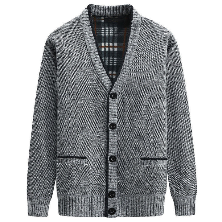 Herren Strickjacke mit kariertem Innenfutter und praktischen Taschen Drune