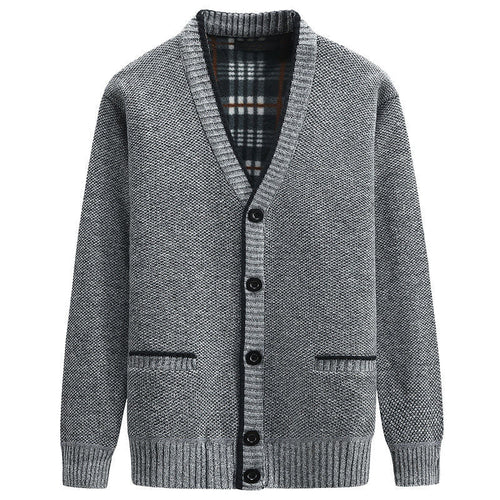 Herren Strickjacke mit kariertem Innenfutter und praktischen Taschen Drune
