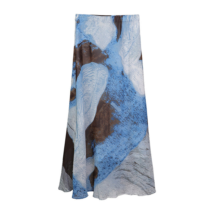 Damen nan fließender Maxirock mit A-Linie und feinem Vintage-Print Drune