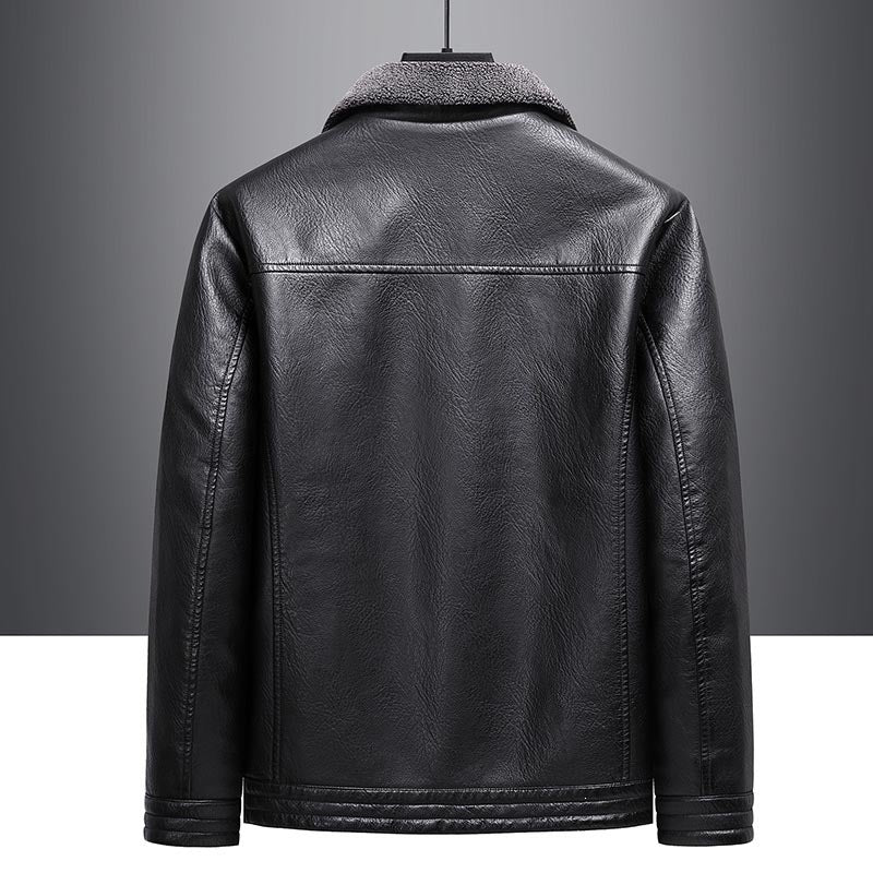 Herren Elegante Kunstlederjacke mit Teddyfutter Drune