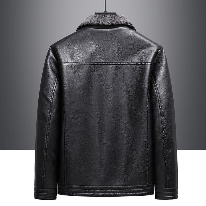 Herren Elegante Kunstlederjacke mit Teddyfutter Drune
