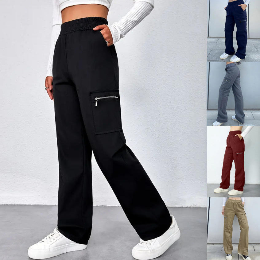Damen Bequeme Cargo-Hose mit elastischem Bund Drune