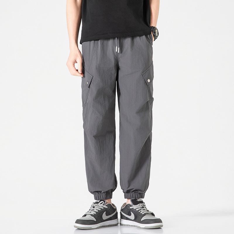 Herren utilitarische Cargo-Joggerhose mit Tunnelzugbund, Mehrfachtaschen und elastischem Knöchelabschluss Drune