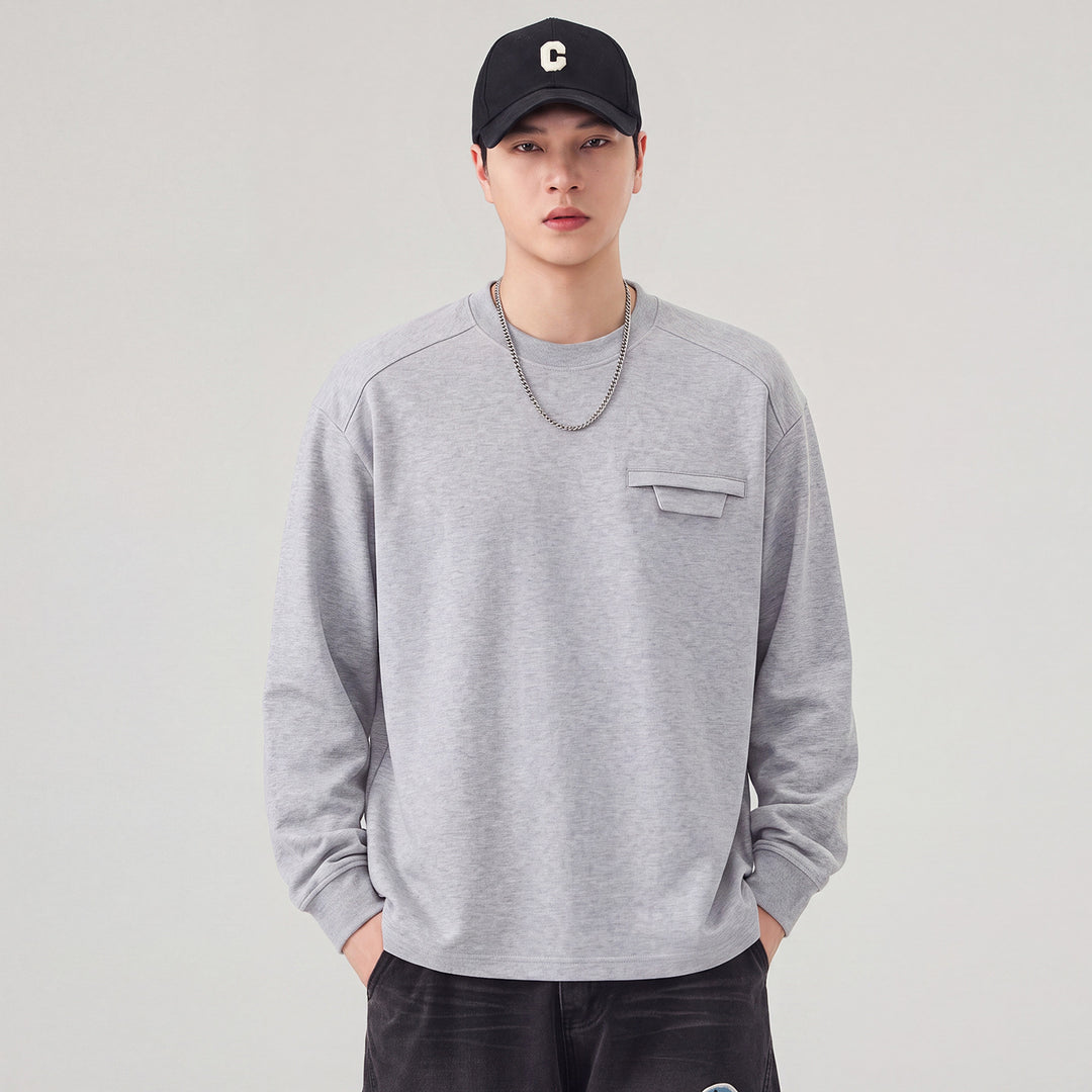 Herren Oversize Sweatshirt mit Brustklappe und Raglanärmeln Drune