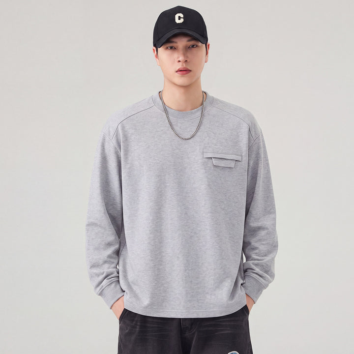 Herren Oversize Sweatshirt mit Brustklappe und Raglanärmeln Drune