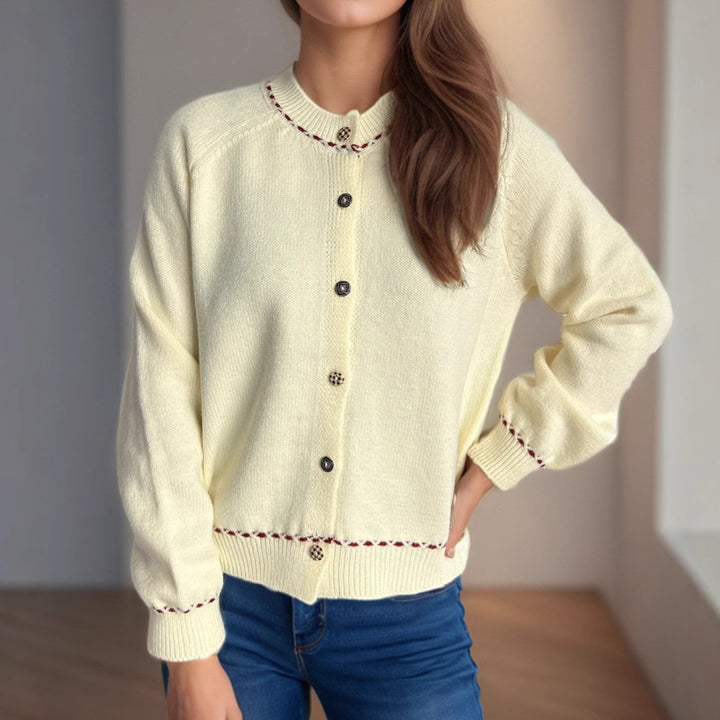 Damen gemütliche Strickjacke mit dekorativen Knöpfen Drune