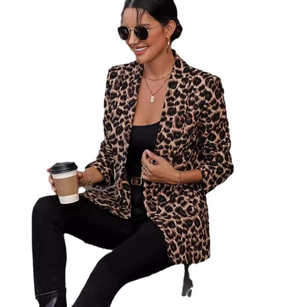 Damen Blazer im trendigen Animal-Print mit elegantem Revers und praktischen Taschen Drune