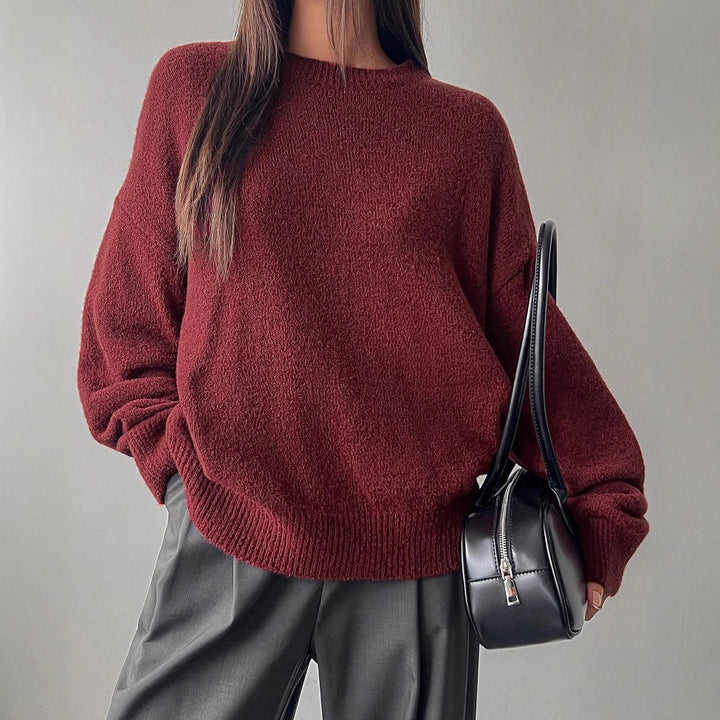 Damen lässiger Strickpullover mit modischem Schnitt und feinem Texturspiel Drune