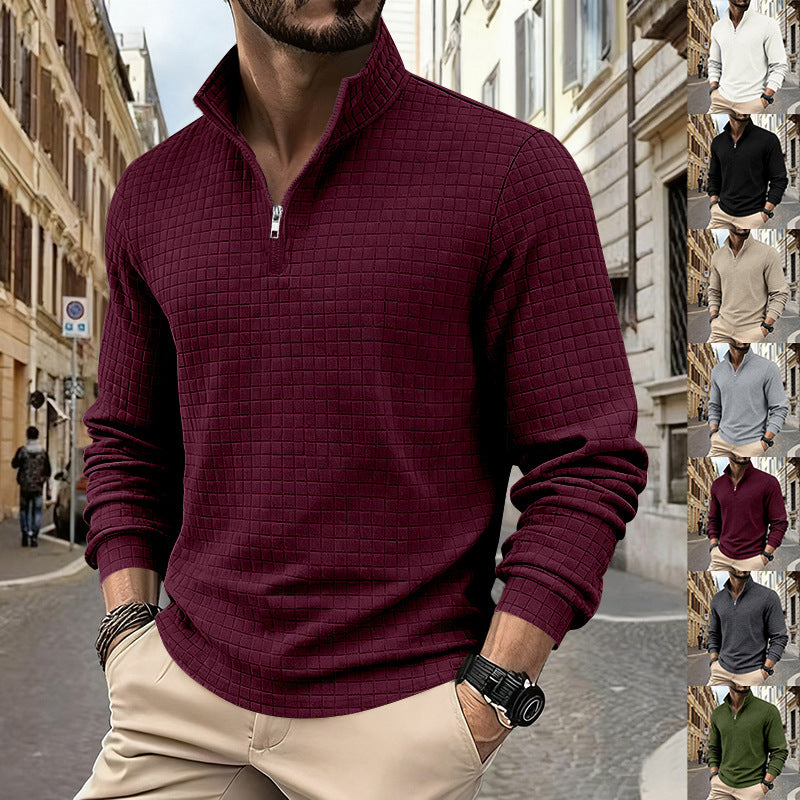 Herren sportlicher Pullover im strukturierten Design mit hallem Reißverschluss Drune