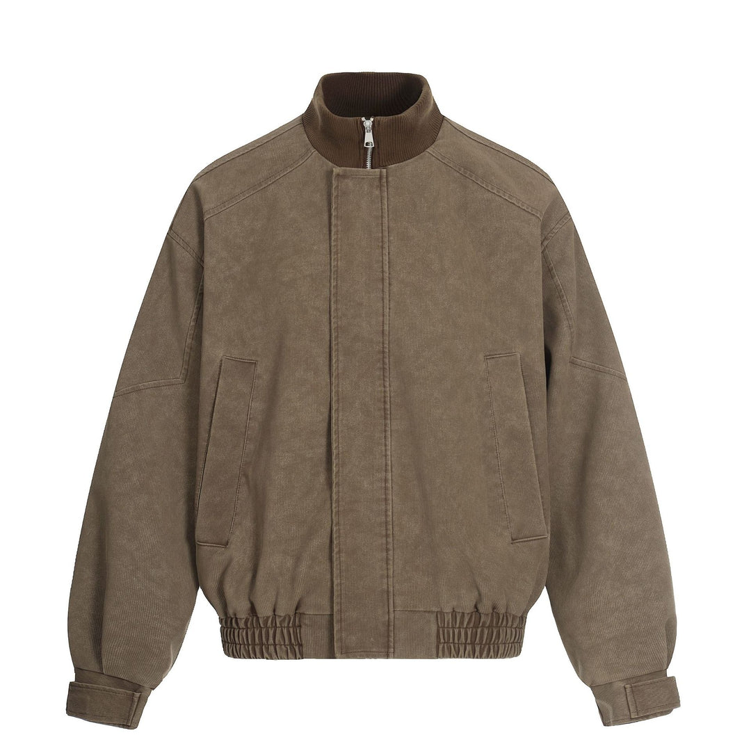 Herren Kurzboxy Blouson aus Cordstoff mit hohem Rippkragen und elastischem Saum Drune