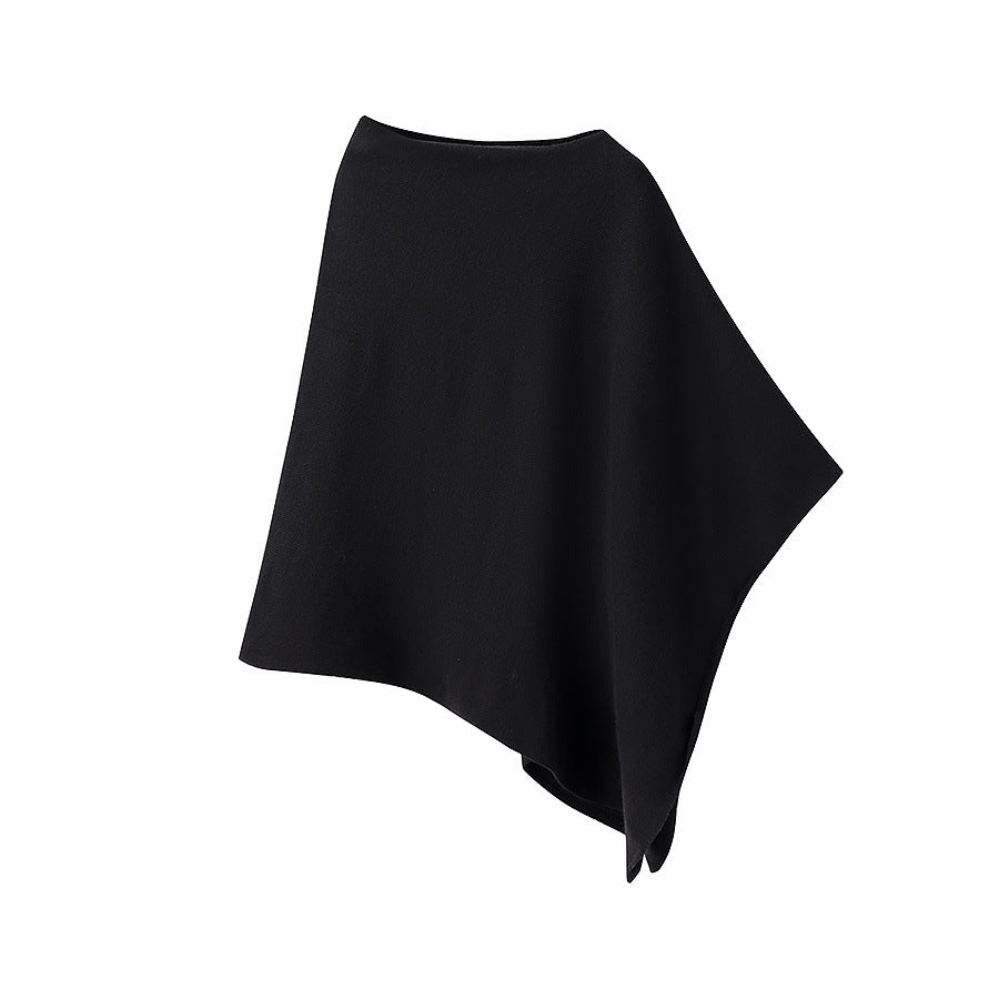 Damen nan asymmetrischer Strickponcho mit leichtem Fall, offener Seitenpartie und feiner Struktur Drune