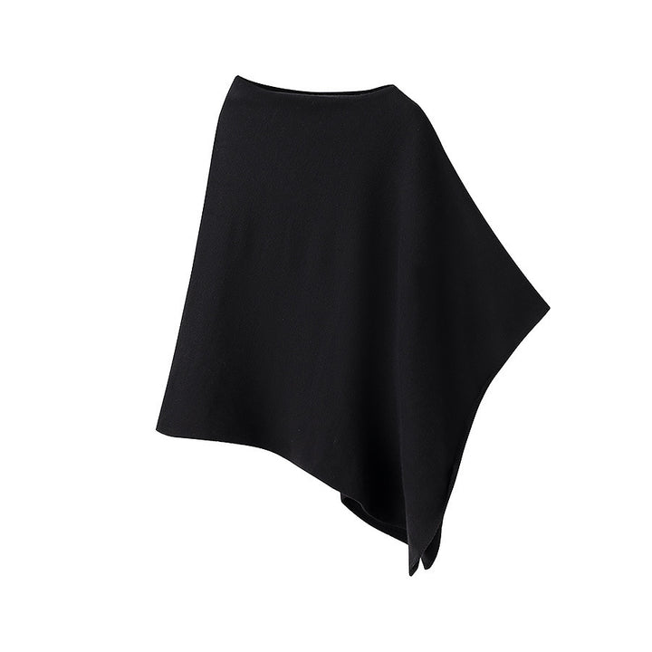 Damen nan asymmetrischer Strickponcho mit leichtem Fall, offener Seitenpartie und feiner Struktur Drune
