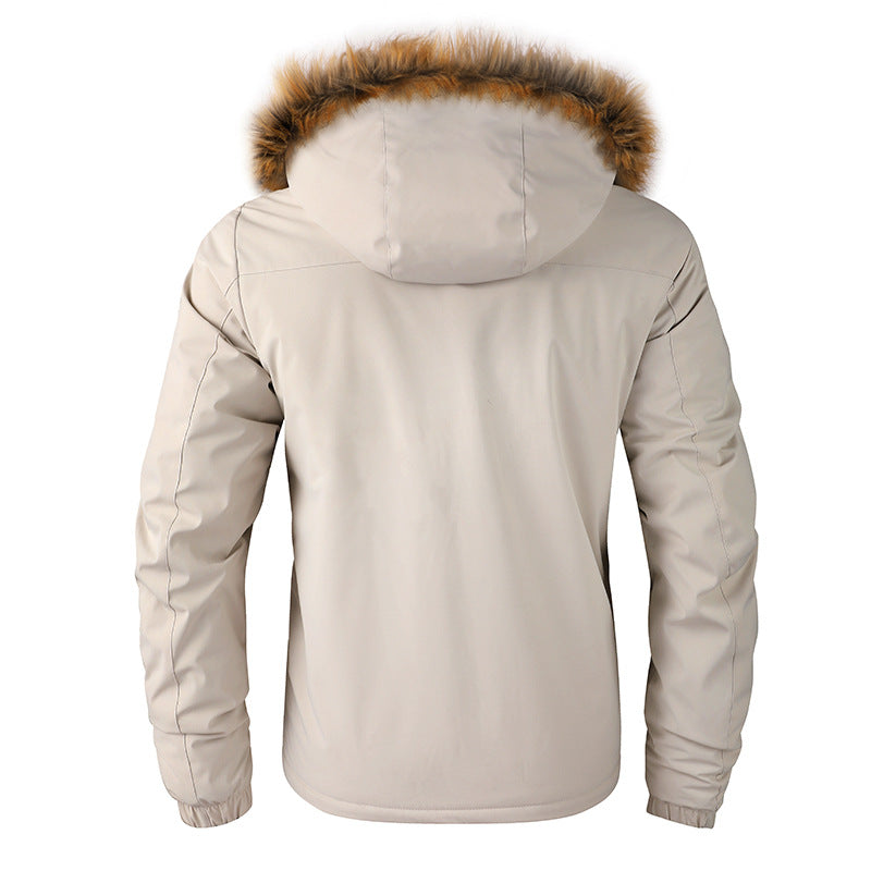 Herren Isolierter Outdoor-Parka mit Kunstfellbesatz, Multifunktions‑Taschen und Fleece‑Innenfutter Drune